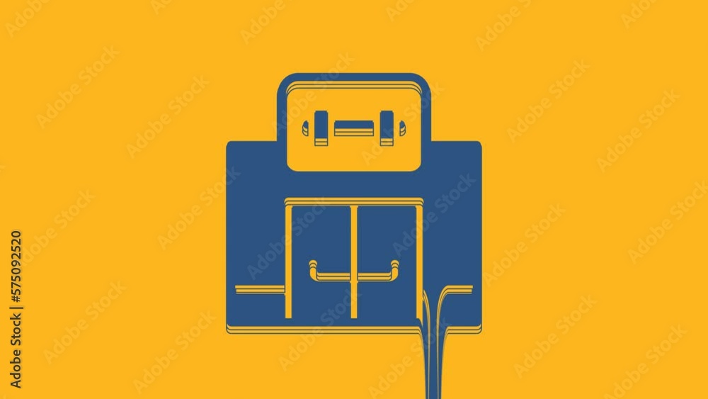 Blue Gym building icon isolated on orange background. Sport club. 4K Video motion graphic animation Blue Gym building icon isolated on orange background. Sport club. 4K Video motion graphic animation