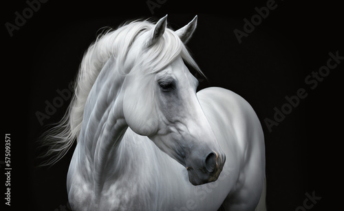 Fotografie White horse beautiful face portrait