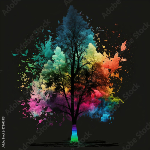 Tie Dyed Rainbow Colorful Tree
