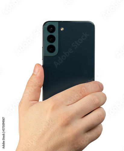 Green smartphone with tripple camera photo