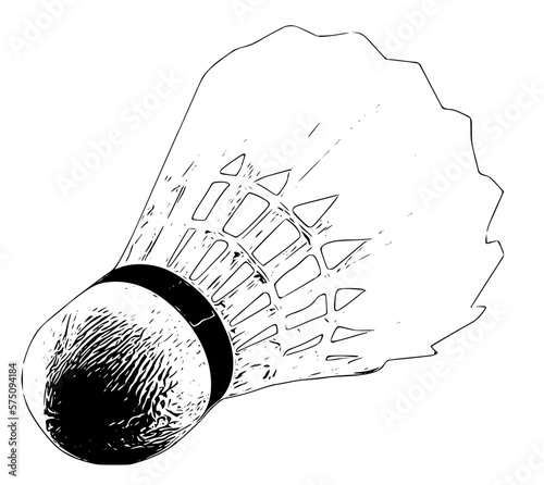 Silhouette of a badminton shuttlecock or badminton ball on white

