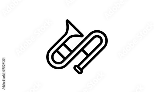 trombone vector icon black and white background wind instrument eps 8