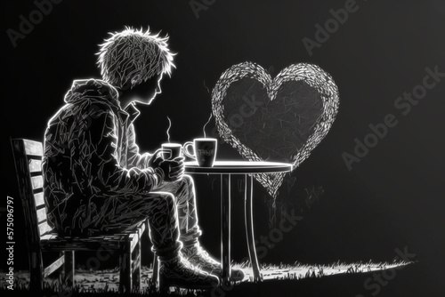  heart and soul sitting drinking coffee talking about life,Generative Ai