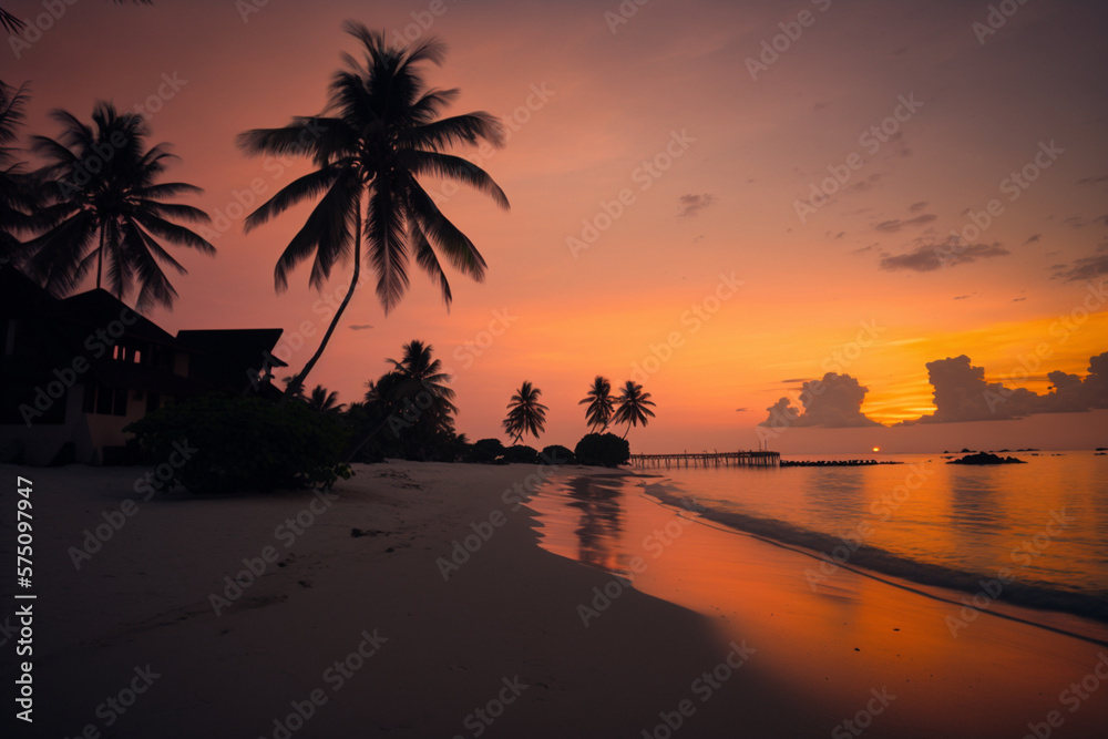 sunset at the beach,Generative Ai