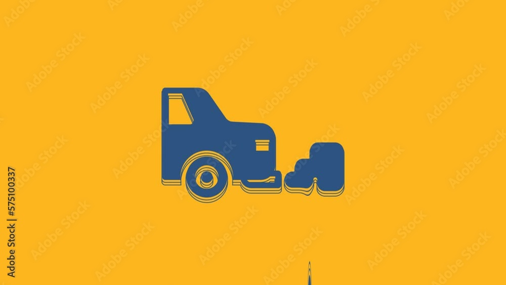 Blue Car exhaust icon isolated on orange background. 4K Video motion graphic animation Blue Car exhaust icon isolated on orange background. 4K Video motion graphic animation