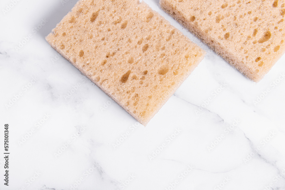 Sponges for washing dishes. Foam sponges closeup