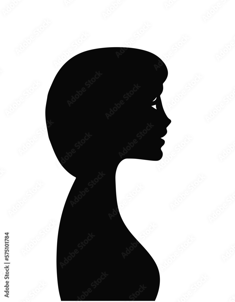 woman stylized portrait at profile, silhouette