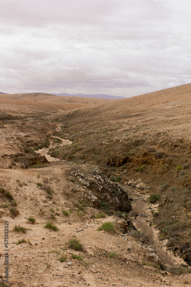 A scenic view of a dried out river in Fuerteventura