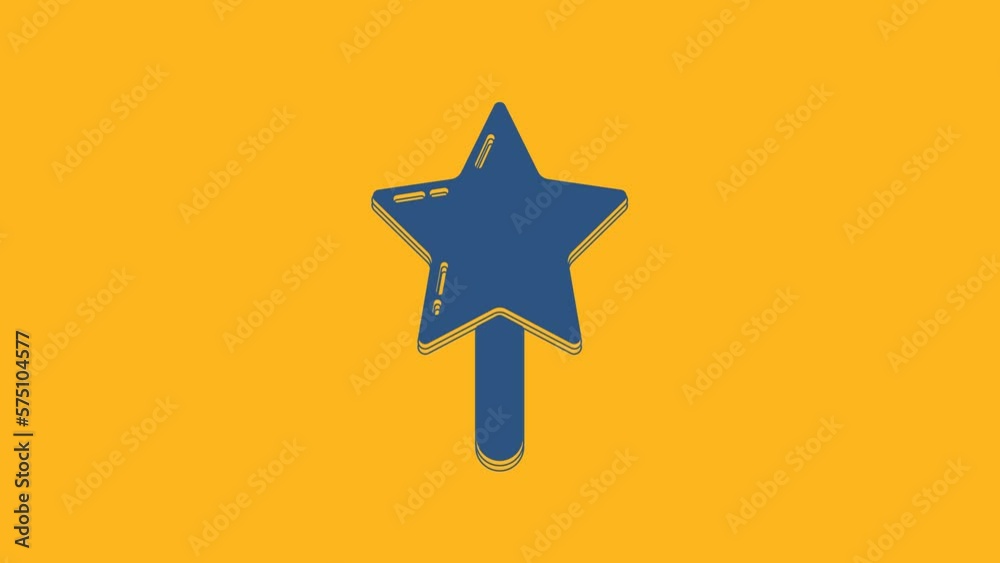 Blue Lollipop icon isolated on orange background. Candy sign. Food, delicious symbol. 4K Video motion graphic animation