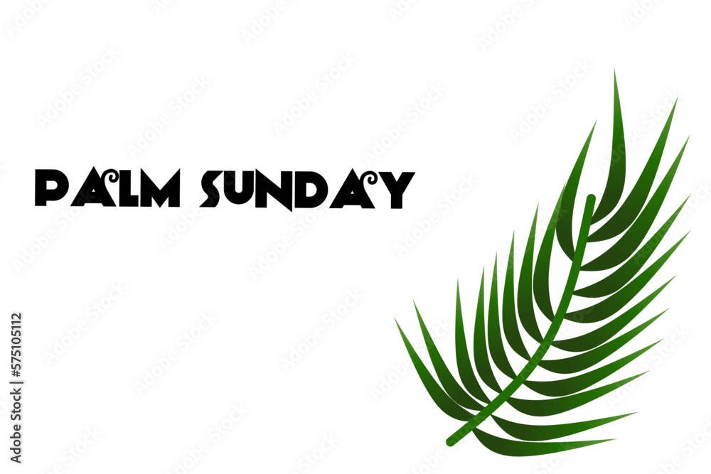 Palm Sunday greeting banner template for Christian holiday, with palm tree leaves background