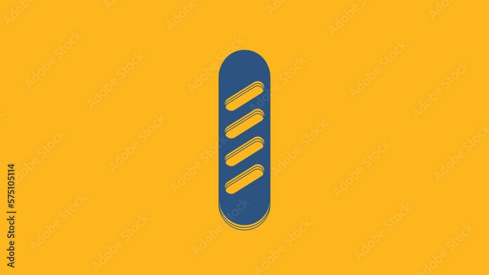 Blue French baguette bread icon isolated on orange background. 4K Video motion graphic animation Blue French baguette bread icon isolated on orange background. 4K Video motion graphic animation