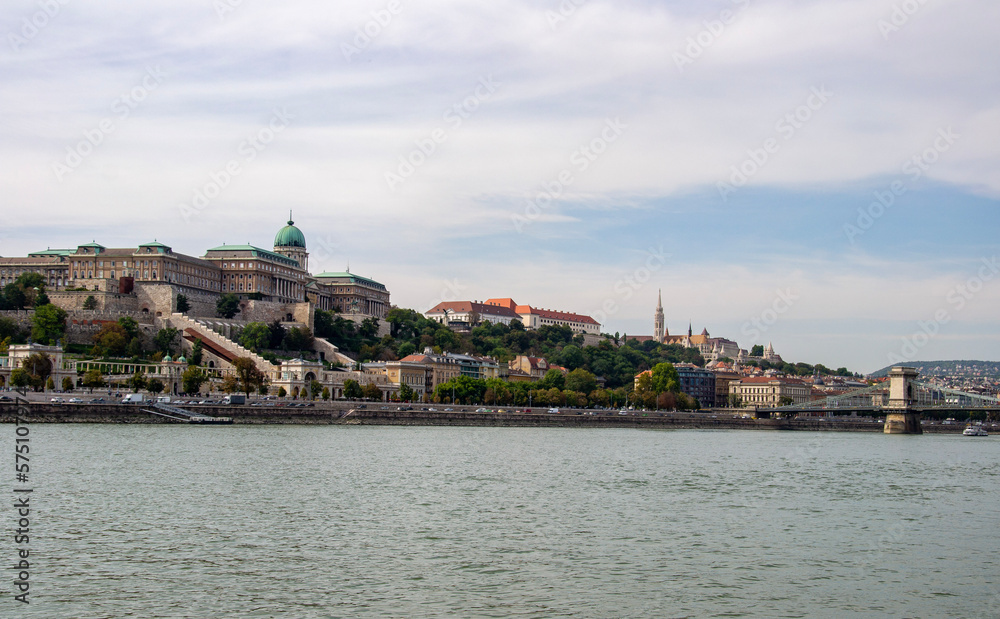 Panoramic view of Budapest from the Danube river