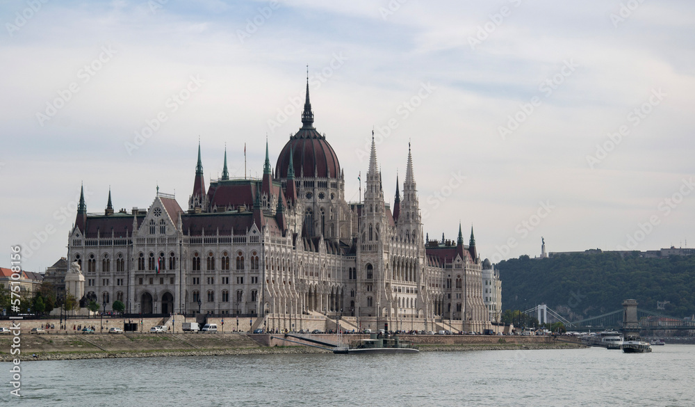 hungarian parliament building from the Danube river
