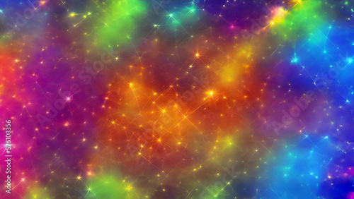 beautiful aurora prismatic light sky stary night abstract background with rainbow new quality universal joyful colorful stock image illustration wallpaper design, Generative AI