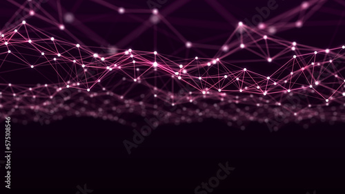 Network connection modern technology. Abstract plane structure backdrop with points and lines. Digital pink futuristic background or wallpaper. Big data visualization. 3D rendering. © Irvin 2809