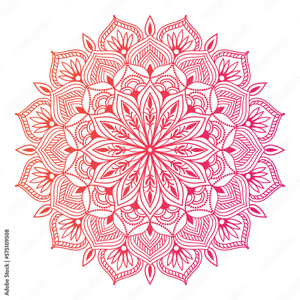 Gradient color mandala pattern on white isolated background. Vector background for yoga, meditation poster, banner, wallpaper and your desired ideas.