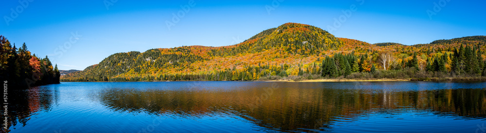 Panoramic view of beautiful autumn lake in a national park Panoramic view of beautiful autumn lake in a national park
