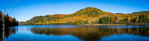 Panoramic view of beautiful autumn lake in a national park