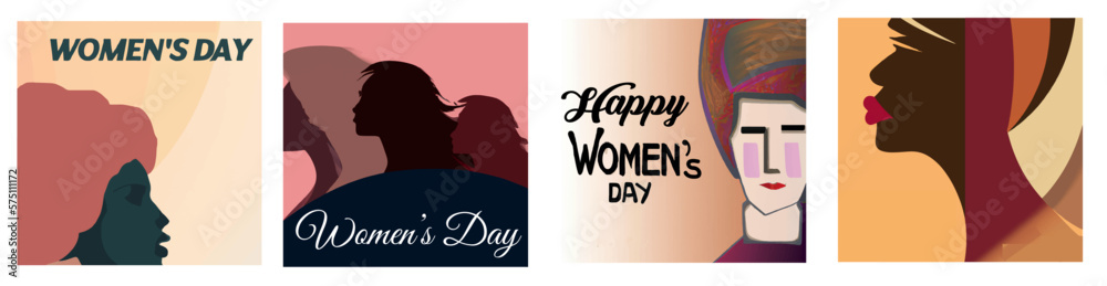 Happy Women's Day vector watercolor effect posters
