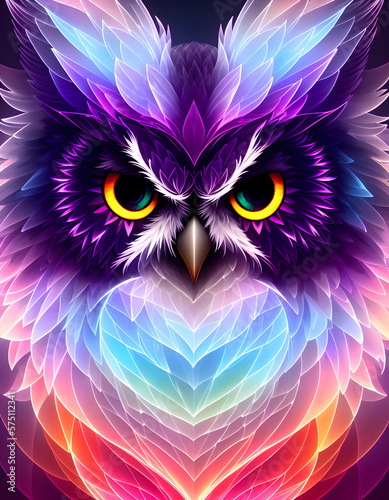 Iridescent Wisdom: A Stunning Generative AI Illustration of a Vibrantly Colored Owl