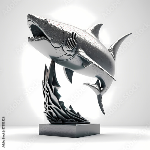 Champion Trophy with Shark Character. Generative AI