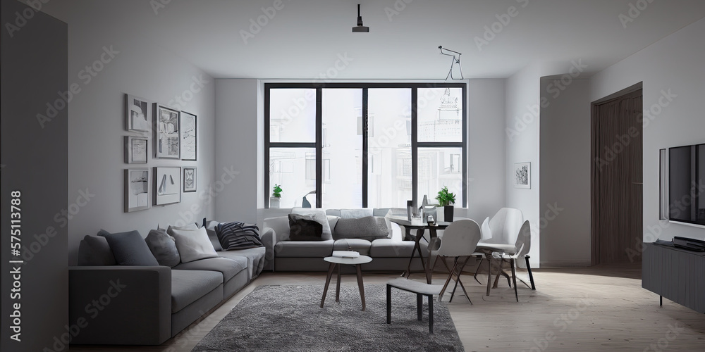 Stylish scandinavian living room with design mint sofa, furnitures, mock up poster map, plants and elegant personal accessories. Modern home decor. Bright and sunny room. Generative AI illustration. Stylish scandinavian living room with design mint sofa, furnitures, mock up poster map, plants and elegant personal accessories. Modern home decor. Bright and sunny room. Generative AI illustration.