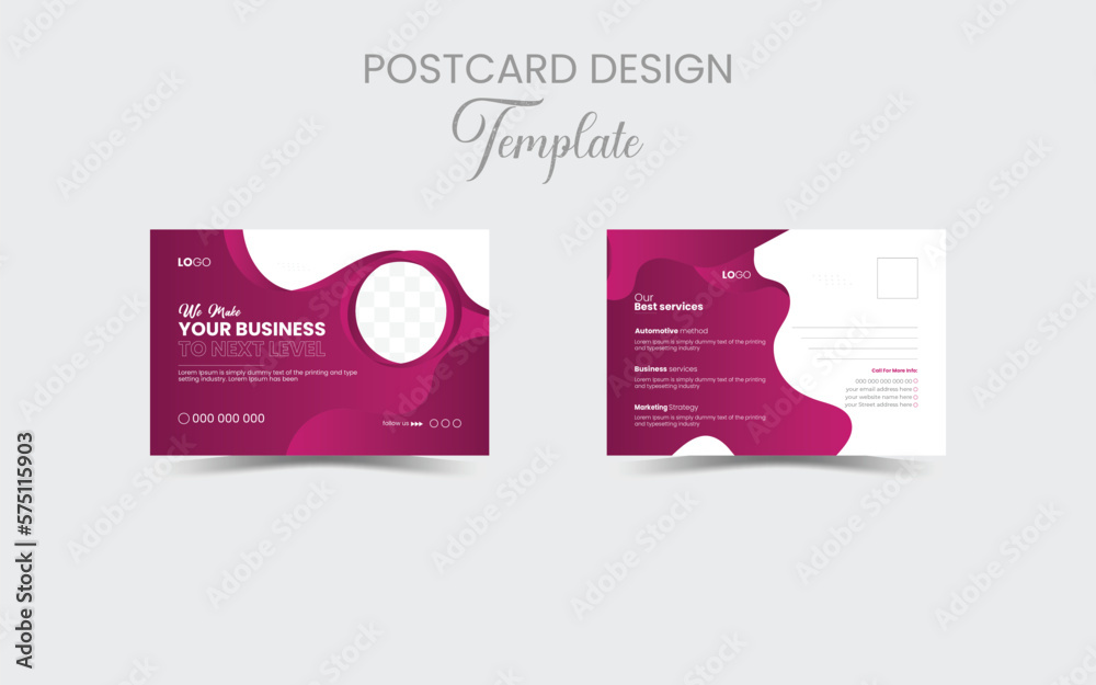 Fototapeta premium Corporate postcard design template. amazing and modern postcard design. stylish corporate postcard design bundle