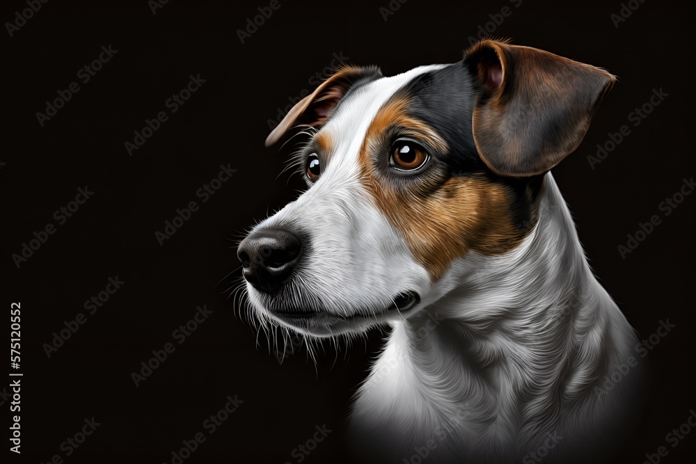 jack russell terrier, dog, black background, faithful friend, animal, generated by AI