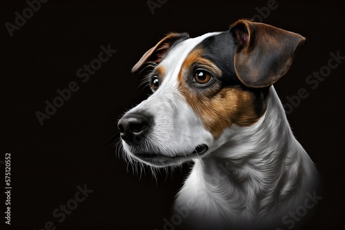 jack russell terrier, dog, black background, faithful friend, animal, generated by AI