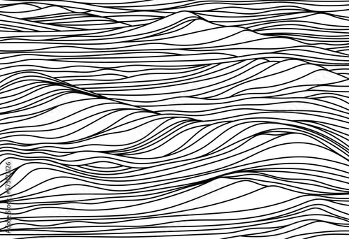 Background with lines and waves. Black and white abstraction.