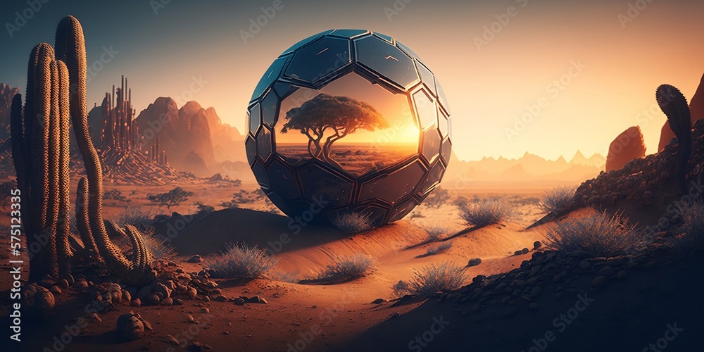 sunset in the desert, future, future land, new planet