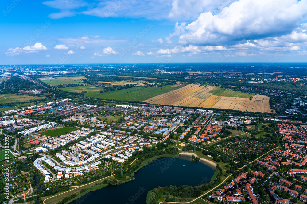 Aerial view of a city in Lower Saxony