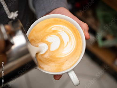 Cappuccino cup with a beautiful pattern