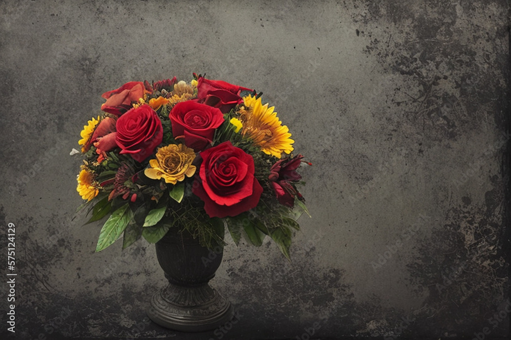 Fototapeta premium Gloomy flower template, Generative AI
