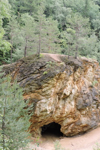 A cave in a sedimentary rock in Rudawy Janowickie, Sudetes mountains, Poland