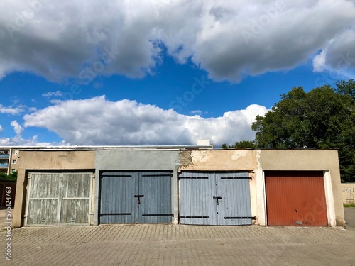 Low angle view of garages in Slubice