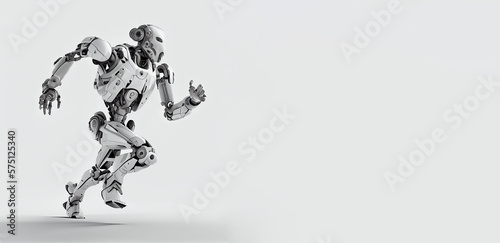 Cyborg running fast, artificial intelligence robot, future technology, humanoid machine, generative AI 