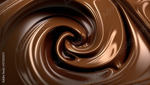 chocolate swirl, creamy liquid brown background,ai generative content