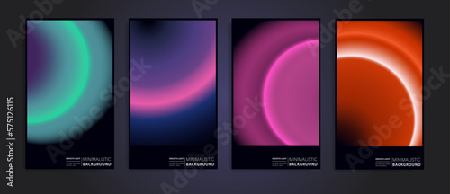 Set of futuristic poster covers with circular gradient. Great for branding presentation, album print, website header, web banner.