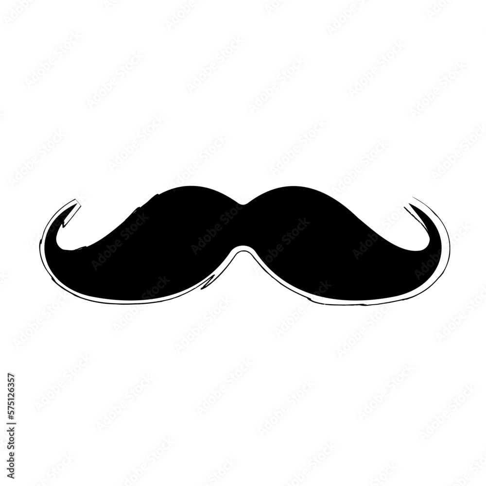 mustache brush on white background, vector illustration.
