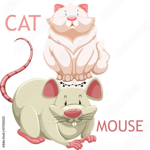 easter bunny with eggs | Famous enemy Cat vs Mouse | kid cartoon portrait | wildlife animal special set icon, vector art