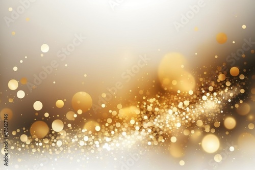 Golden glitter bokeh lights holidays background, Generative AI