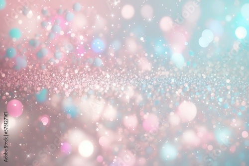 Blue and pink glitter bokeh lights holidays background, Generative AI