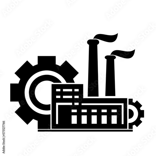 Vector illustration, logo, production icon. Industry. Factory. Isolated on a white background.