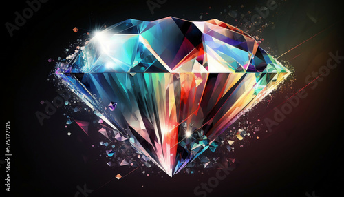 beautiful prismatic light prism diamond abstract background with rainbow colors new quality universal joyful colorful  stock image illustration wallpaper design  Generative AI