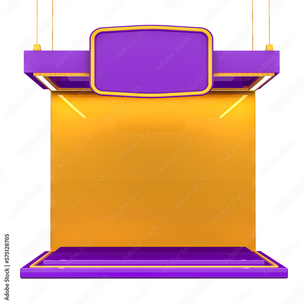 Purple and yellow scenery board in realistic 3d render Purple and yellow scenery board in realistic 3d render