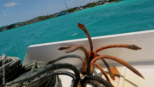 Wallpaper Mural Slow Motion Shot Of Rustic Anchors And Ropes In Boat Moving On Sea During Sunny Day - Thulusdhoo, Maldives Torontodigital.ca