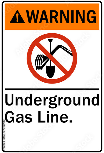 Pipeline sign and labels underground gas line