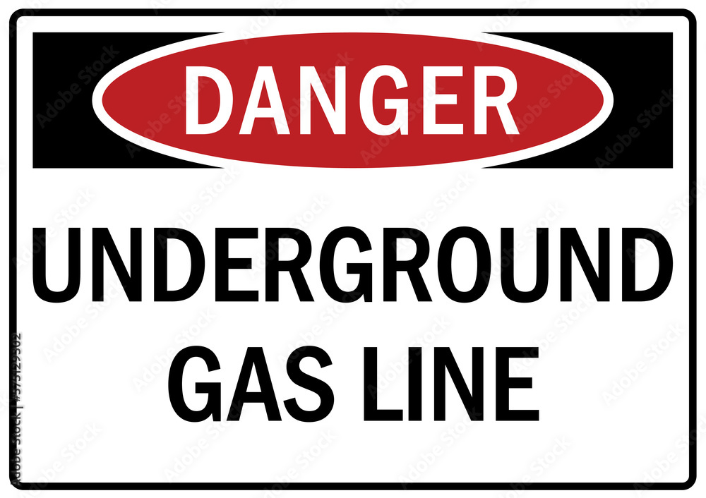 Pipeline sign and labels underground gas line Pipeline sign and labels underground gas line