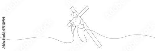 drawing of jesus christ carrying the cross drawn continuous line